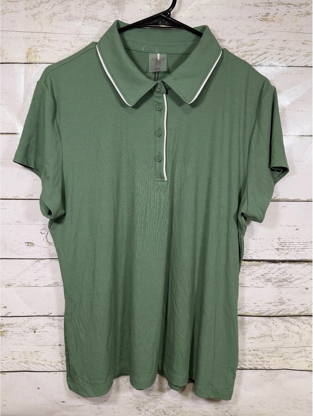 Calia Golf Ribbed Short Sleeve Polo Dark Green Women's XXL NWT